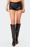 Wilde Lace Up Faux Leather Shorts