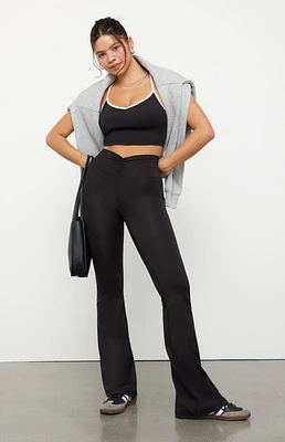 PAC 1980 WHISPER Active Black Cinched Front Flare Yoga Pants