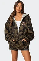 Edikted Camo Oversized Bow Detail Hoodie