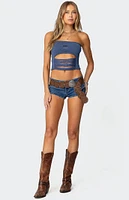 Edikted Laurier Distressed Knit Tube Top