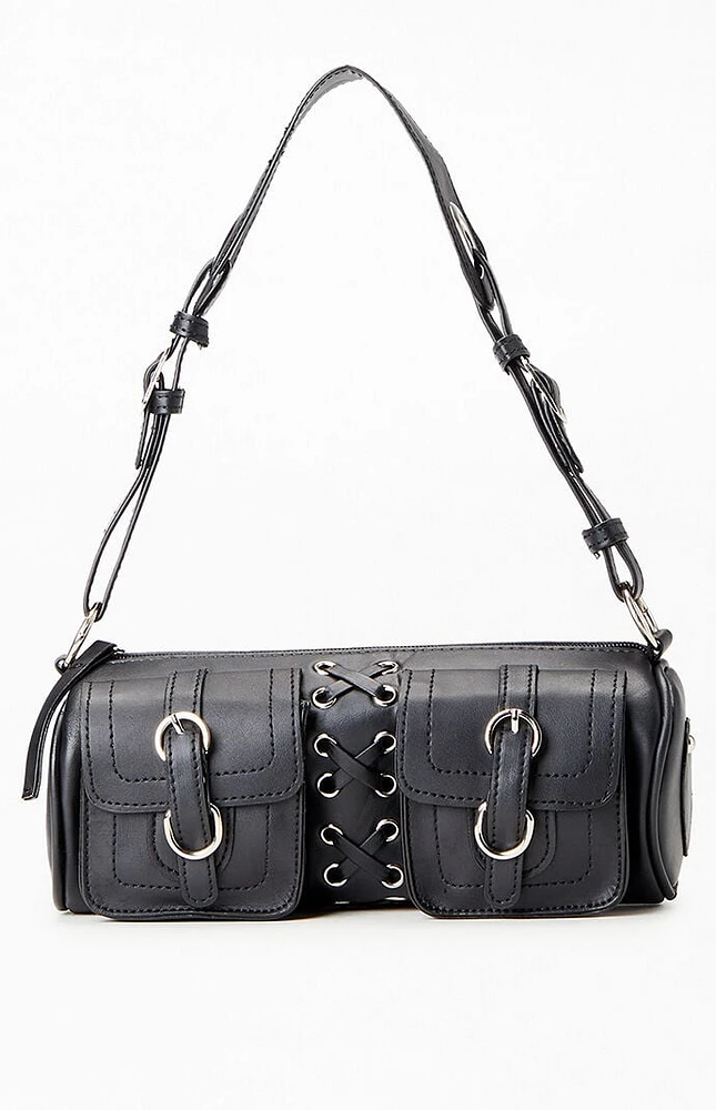 PacSun Faux Leather Lace Up Structured Shoulder Bag