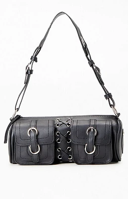 PacSun Faux Leather Lace Up Structured Shoulder Bag