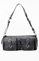 PacSun Faux Leather Lace Up Structured Shoulder Bag