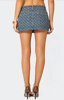 Edikted Embroidered Bow Denim Mini Skirt