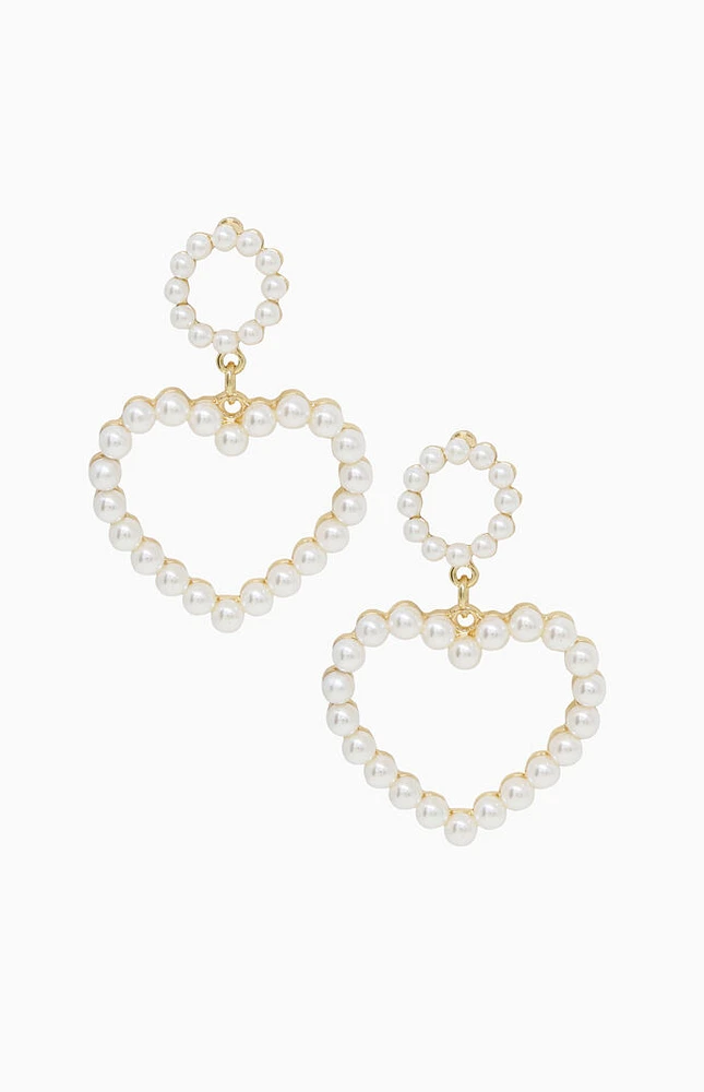 Ettika Loving Pearl Heart Earrings