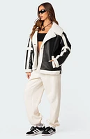 Edikted Rocki Oversized Faux Leather Shearling Jacket