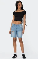 Edikted Riptide Denim Bermuda Shorts