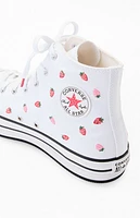 Converse Kids Chuck Taylor Embroidered Strawberries All Star Lift High Top Platform Shoes