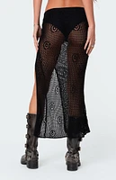 Edikted Monica Crochet Slitted Midi Skirt