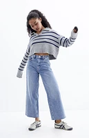 PacSun Nora Medium Indigo Cropped Wide Leg Jeans