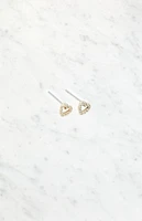 John Galt Rhinestone Heart Stud Earrings