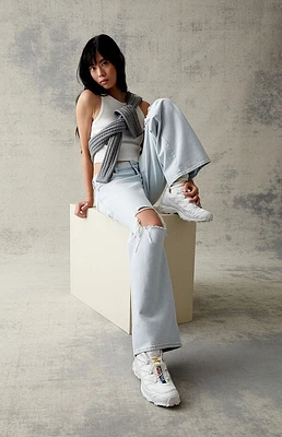 Pacsun Eco Light Blue Ripped Low Rise Baggy Jeans