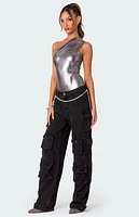 Edikted Feona Gathered Metallic Bodysuit