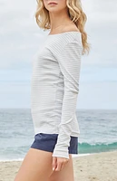 John Galt Gray Striped Catalina Long Sleeve Top