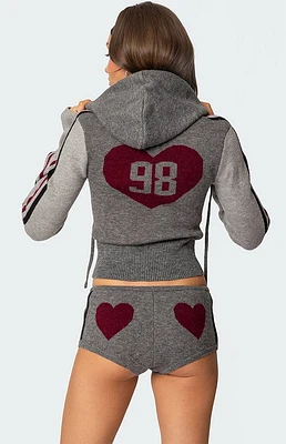 Edikted Heart Knit Zip Up Hoodie