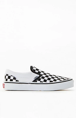 Kids White & Black Checker Classic Slip-On Shoes