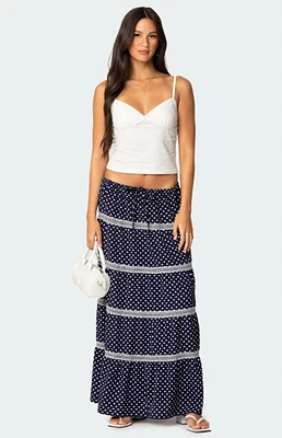 Edikted Polka Dot Tiered Maxi Skirt