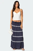 Edikted Polka Dot Tiered Maxi Skirt