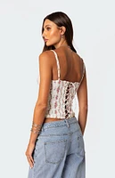 Indira Printed Cupped Lace Up Corset