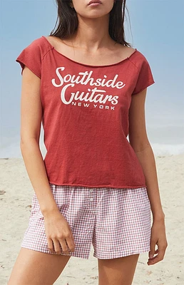 John Galt Southside Guitars Off-The-Shoulder Crop Top