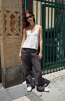John Galt White Linen Peplum Tank Top
