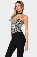 Edikted Gingham Lace Trim Corset