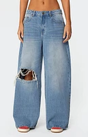 Edikted Distressed Low Rise Baggy Jeans