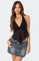 Edikted Ethereal Sheer Chiffon Halter Top