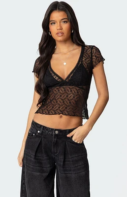 Edikted Julie Sheer Lace Top