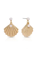 Ettika Scallop Shell & Pearl Earrings