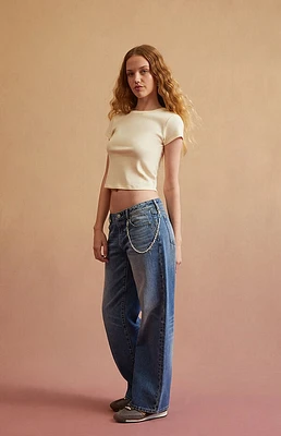 RARE DNM EDIT Medium Blue Low Rise Girlfriend Jeans