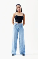 PacSun Jessie Medium Indigo Western Belt High Waisted Baggy Jeans