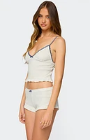 Edikted Avalon Dotted Pointelle Ruffle Tank Top