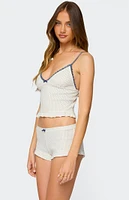 Edikted Avalon Dotted Pointelle Ruffle Tank Top