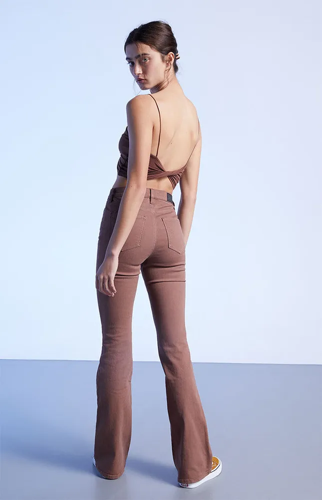Brown High Waisted Slim Flare Jeans