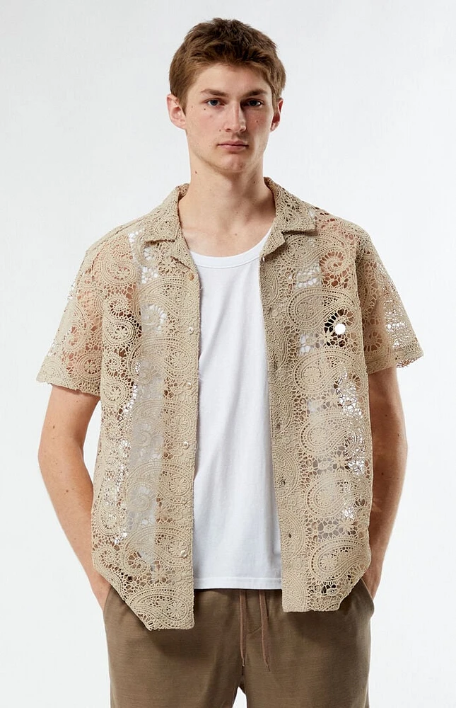 Lace Paisley Woven Camp Shirt