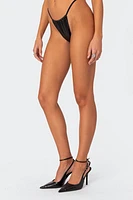 Edikted Bruna Faux Leather High Cut Bikini Bottom