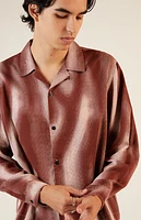 Pacsun Printed Long Sleeve Cropped Camp Shirt