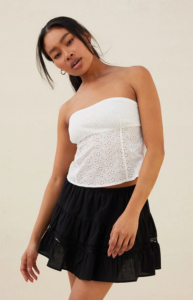 LA Hearts Strapless Eyelet Top