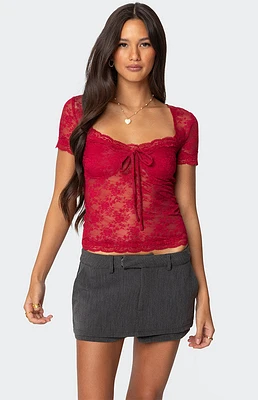 Edikted Roxana Sheer Lace Top