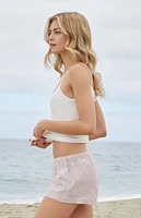 John Galt Pink & White Striped Keira Pajama Boxer Shorts