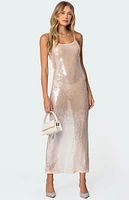 Edikted Sheer Sequin Slitted Maxi Dress