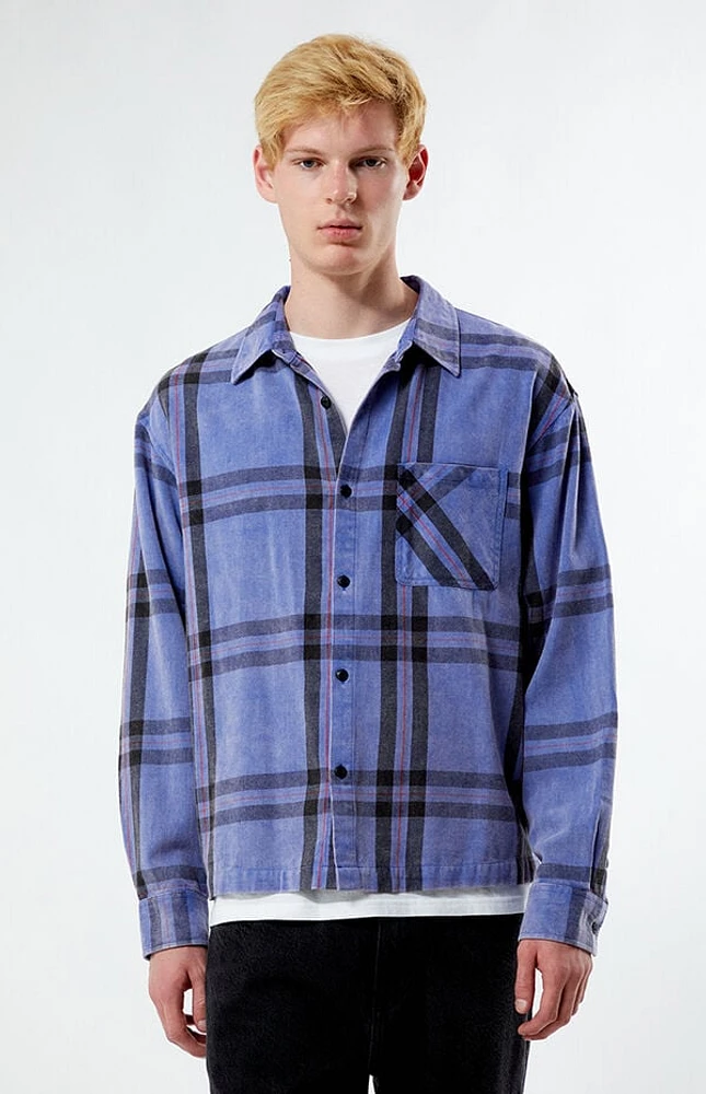 Pacsun Blue Washed Cropped Flannel Shirt