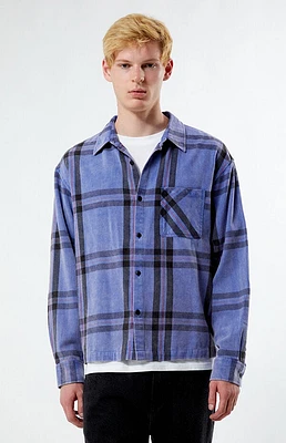 Pacsun Blue Washed Cropped Flannel Shirt
