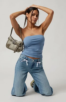 Pacsun Casey Bow Low Rise Baggy Jeans Medium Indigo