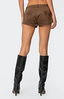 Edikted Studded Faux Suede Micro Shorts