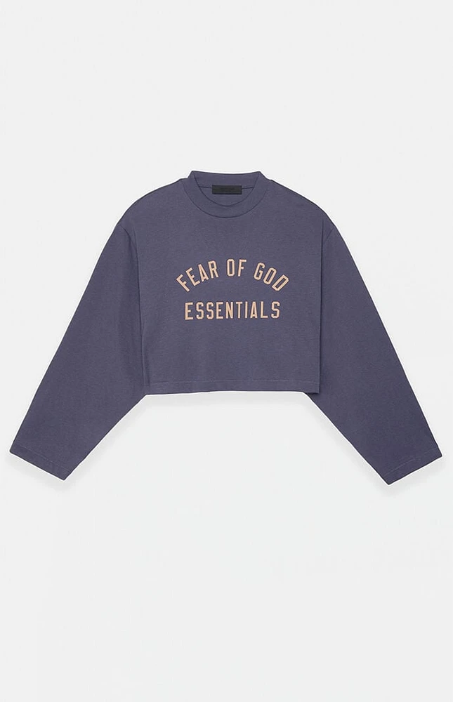 Fear of God Essentials Women's Marine Tri-Blend Cropped Long Sleeve T-Shirt