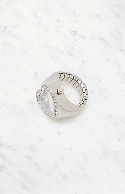 LA Hearts Silver Heart Watch Ring