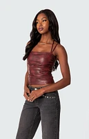 Edikted Haze Strappy Faux Leather Top