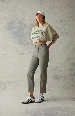 PacSun Olive High Waisted Straight Leg Jeans